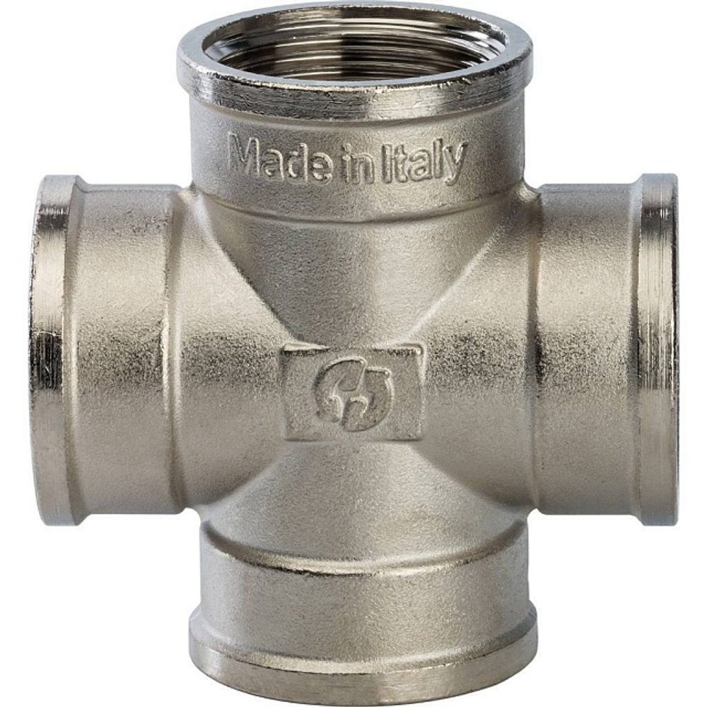 Крестовина STOUT SFT 0031 - 1"1/4 (для стальных труб, латунь никелированная)