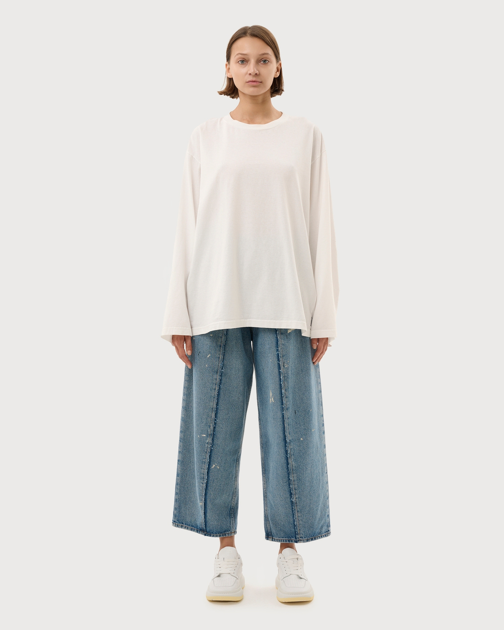 MM6 MAISON MARGIELA ЛОНГСЛИВ ЖЕНСКИЙ ИЗ ХЛОПКОВОГО ДЖЕРСИ БЕЛЫЙ