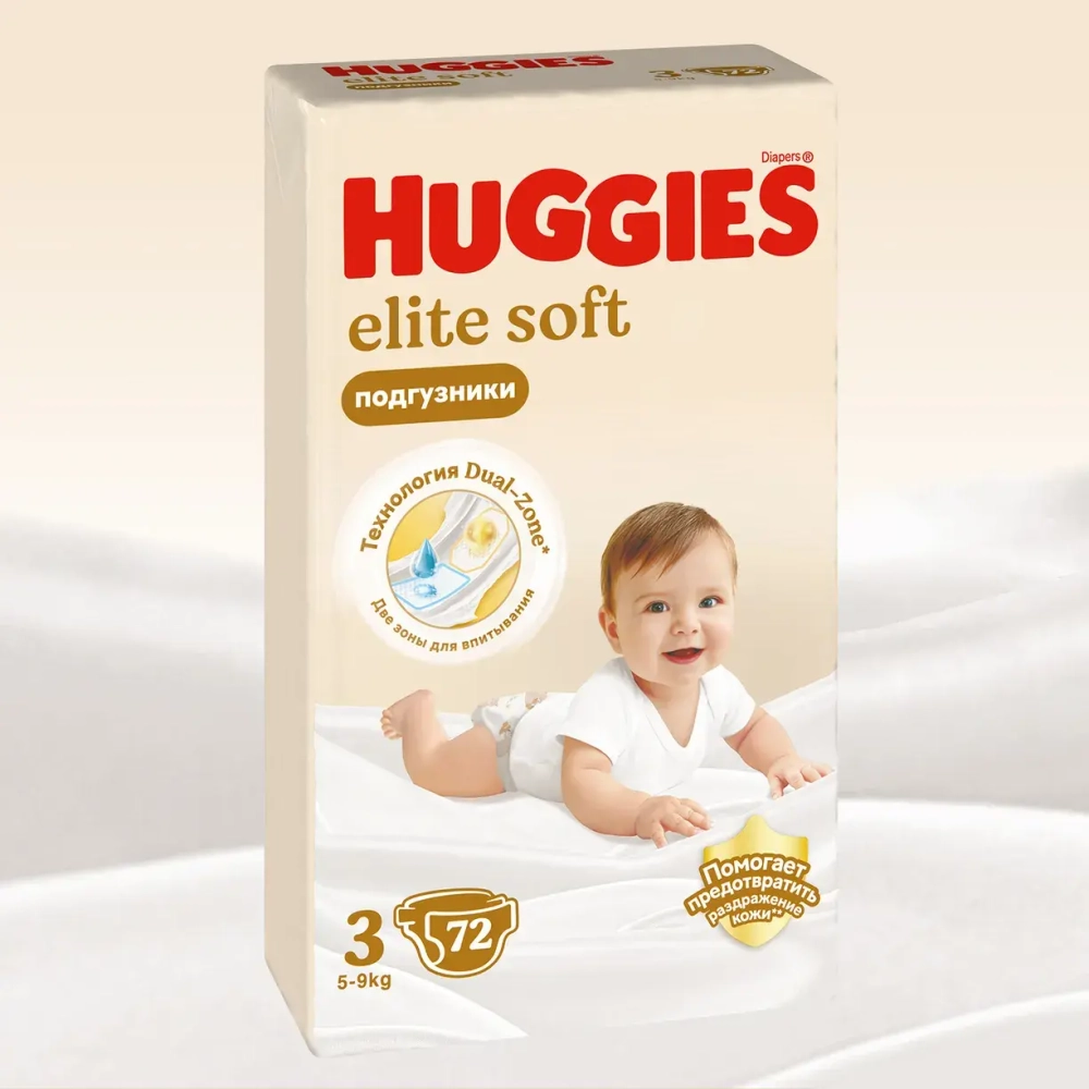 Huggies Подгузники Элит Софт 3 (5–9 кг), 72 шт. Хаггис