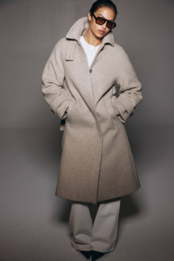 H&M Пальто свободного кроя из смесовой шерсти, светло-бежевый