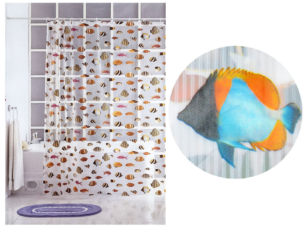 Штора для ванной 180*180см Рыбки