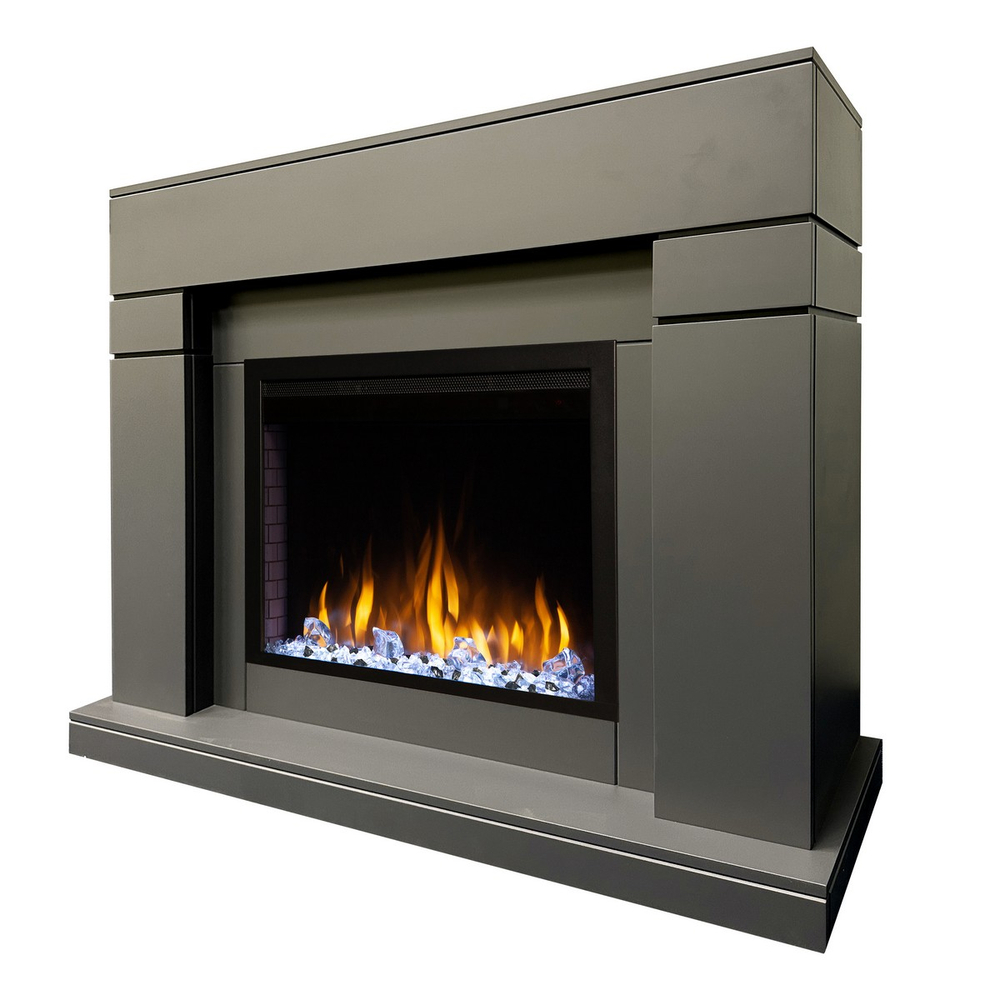 Электрокамин RealFlame Lindelse 25,5/26 GR серый c очагом Saphir 25,5
