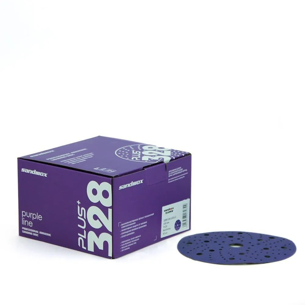 SANDWOX PLUS PURPLE диск на пленочной основе, керамика Ø150мм,  Р120, липучка, Multi holes