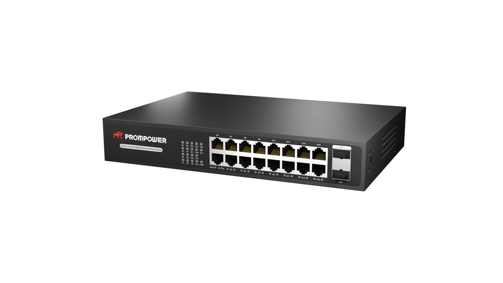 Промышленный коммутатор PROMPOWER PPS-1G18230, 18 портов, 16*10/100/1000M RJ45 POE + 2*10/100/1000M