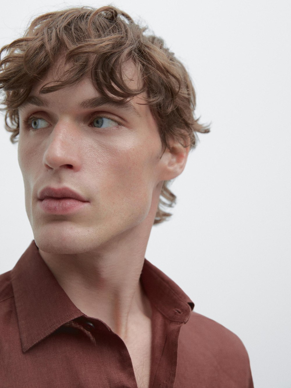 Massimo Dutti Рубашка приталенного кроя из 100% льна, терракотовый