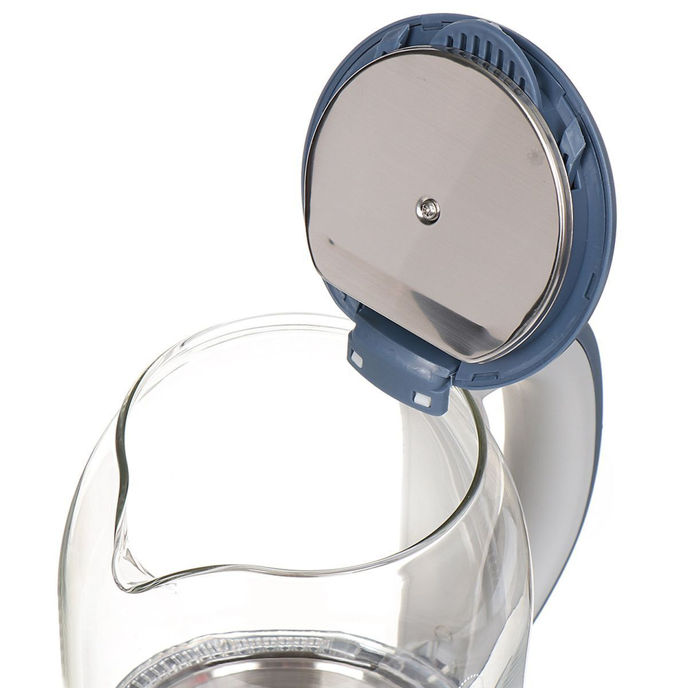 Чайник электрический Lofter, C03, синий, 2 л, 1500 Вт, скрытый нагревательный элемент, подсветка, стекло