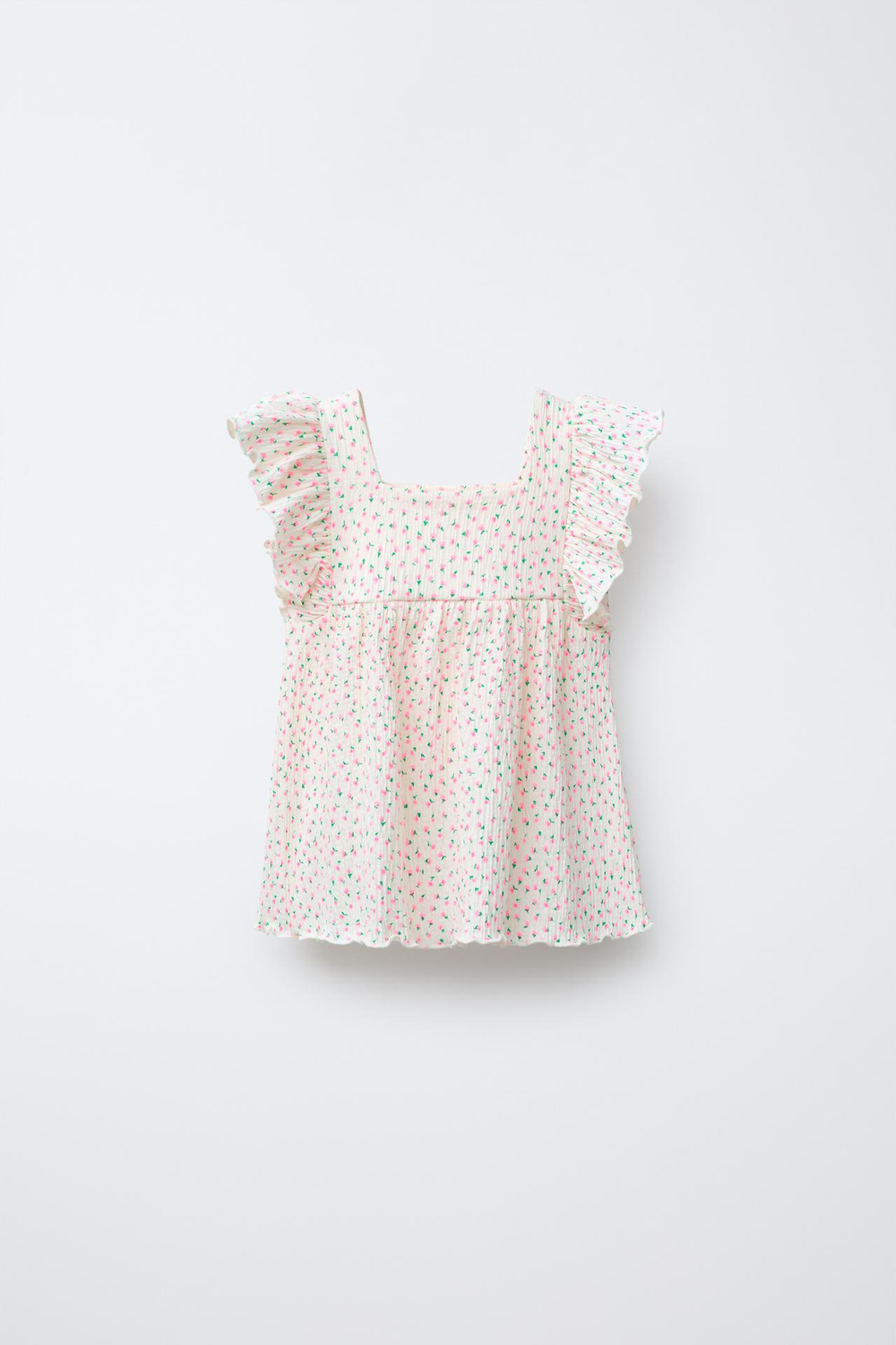 ZARA БЛУЗА ИЗ РЕЛЬЕФНОЙ ТКАНИ С ВОЛАНАМИ, ЭКРЮ