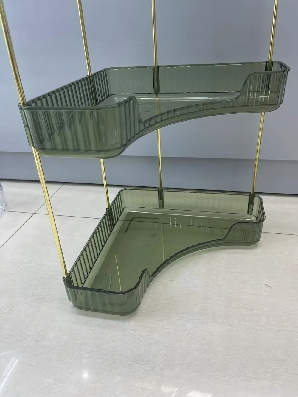 Полка для ванны угловая двойная «Фреш»зеленая 25,7х29,7х25,7см