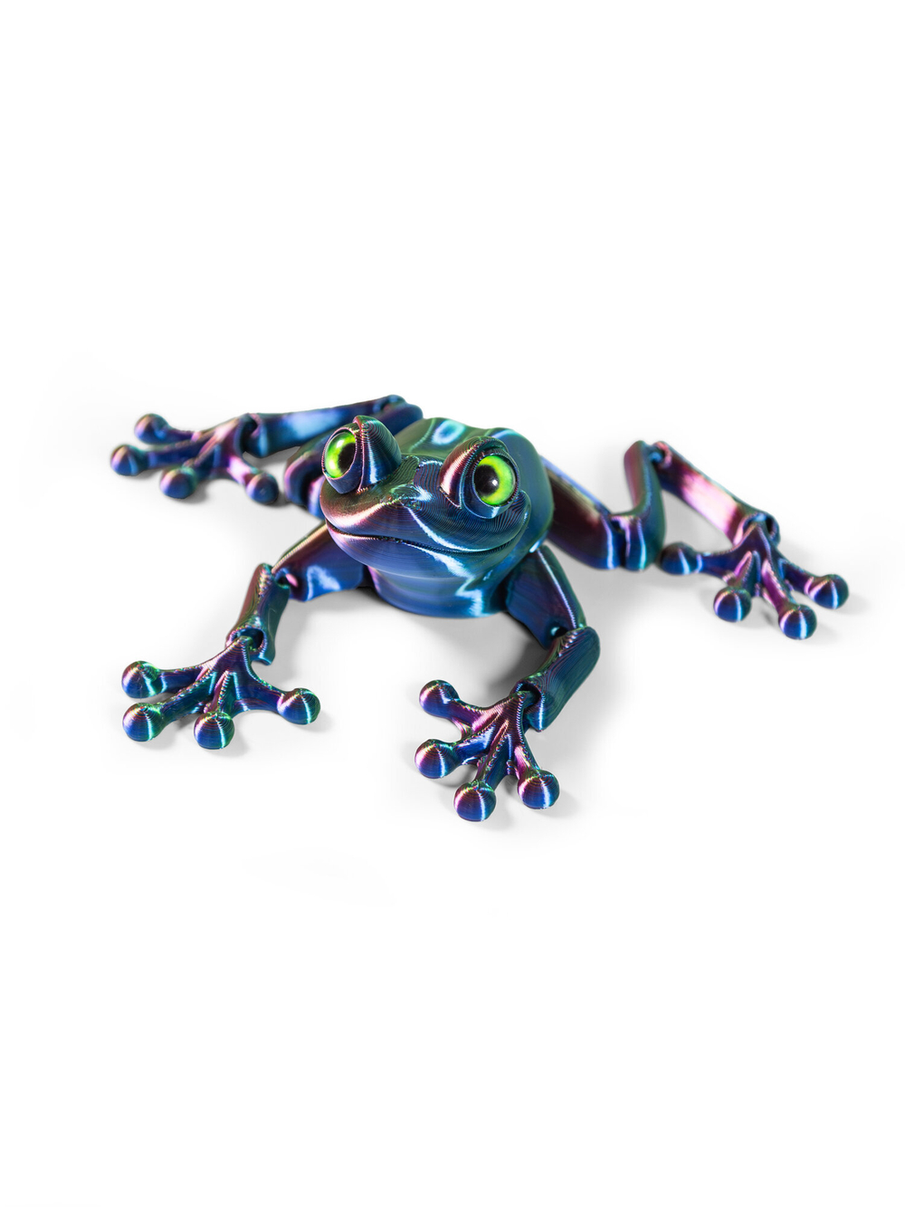 Подвижная лягушка антистресс с живыми глазами, красно-сине-зеленая, 3D печать, 10 см. длина
