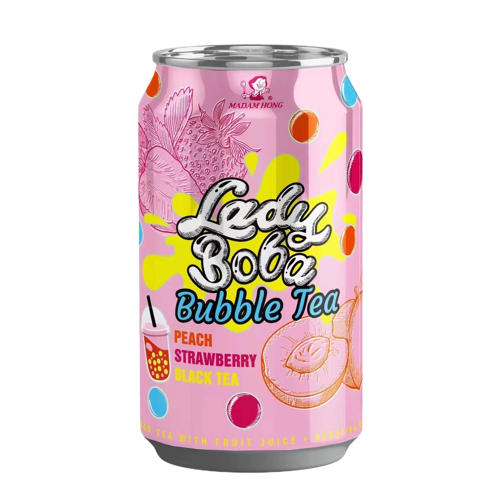 Напиток Lady Boba Bubble Tea со вкусом персика и клубники