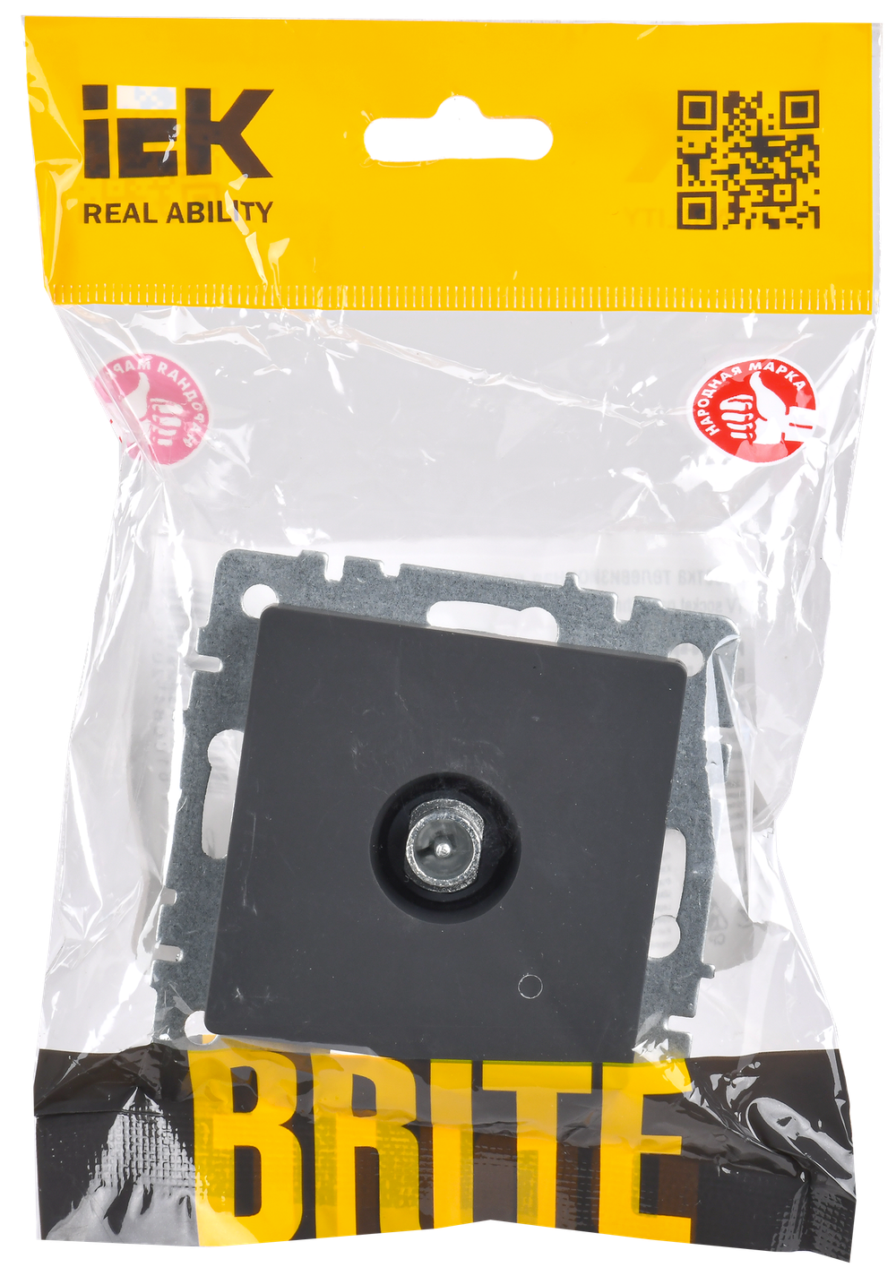 BRITE Розетка TV проходная РТВ10-0-БрГ графит IEK