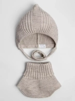 Чепчик и снуд детский на осень светло-бежевый