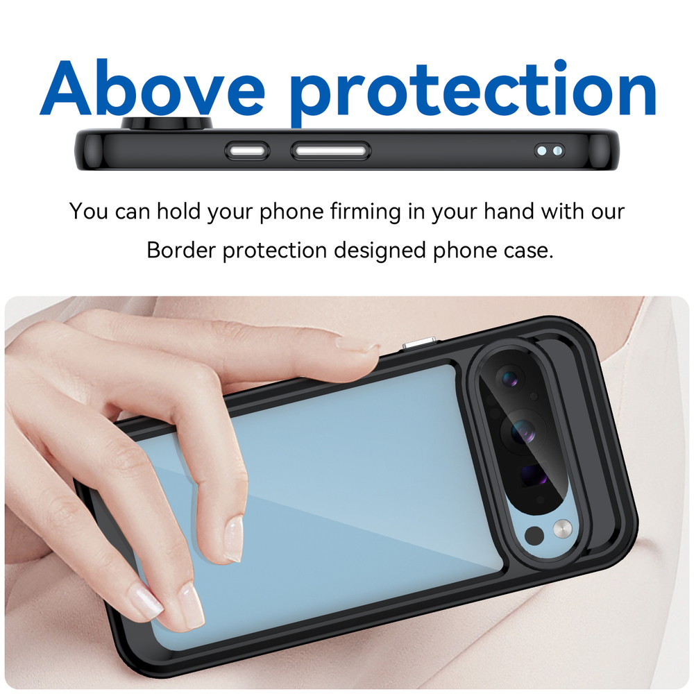 Чехол с мягкими рамками черного цвета для Google Pixel 9 Pro, увеличенные защитные свойства