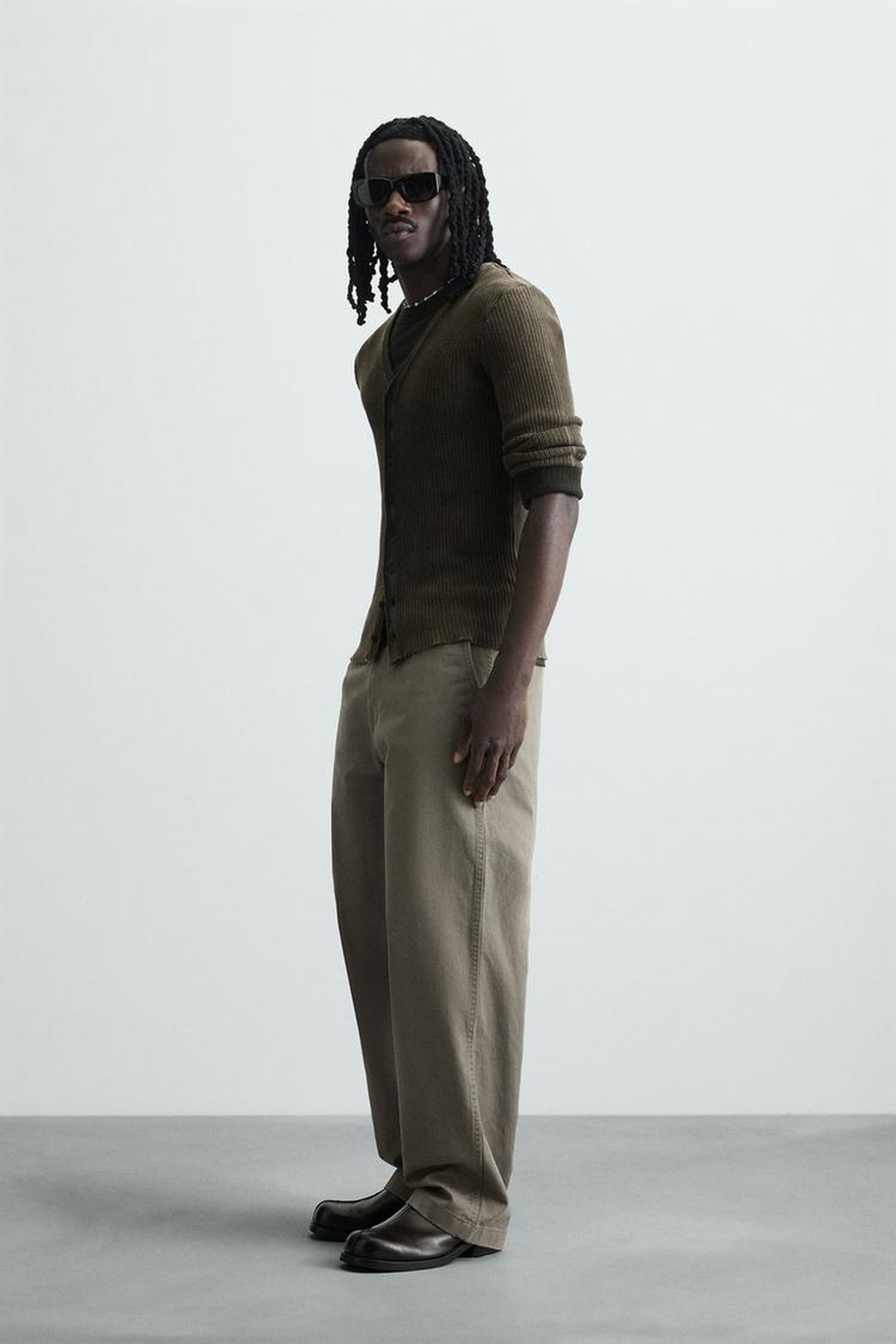 ZARA КАРДИГАН В РУБЧИК, КОРИЧНЕВЫЙ