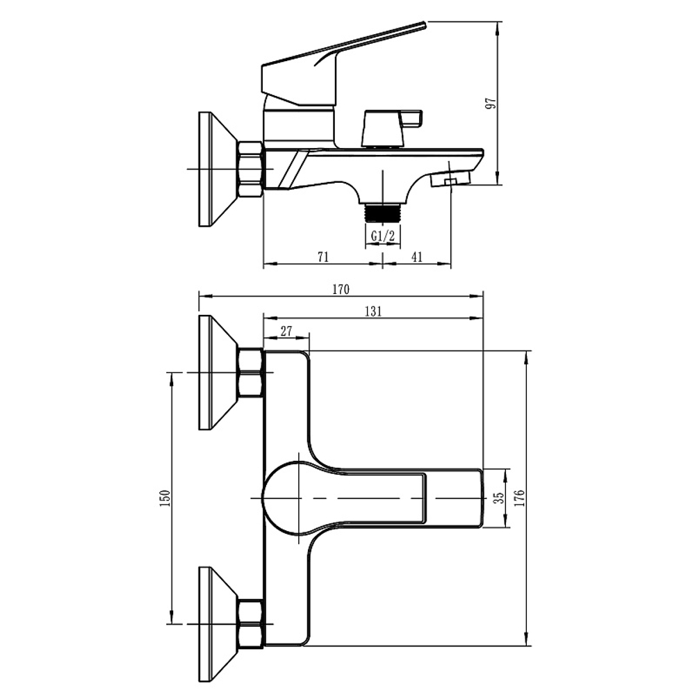 Смеситель для ванны LORANTO KATRINA керамический картридж, с полным душевым набором, хром (LR30504001)