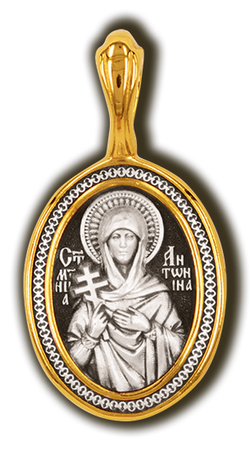 Святая Антонина. Нательная икона из серебра 925* с позолотой.