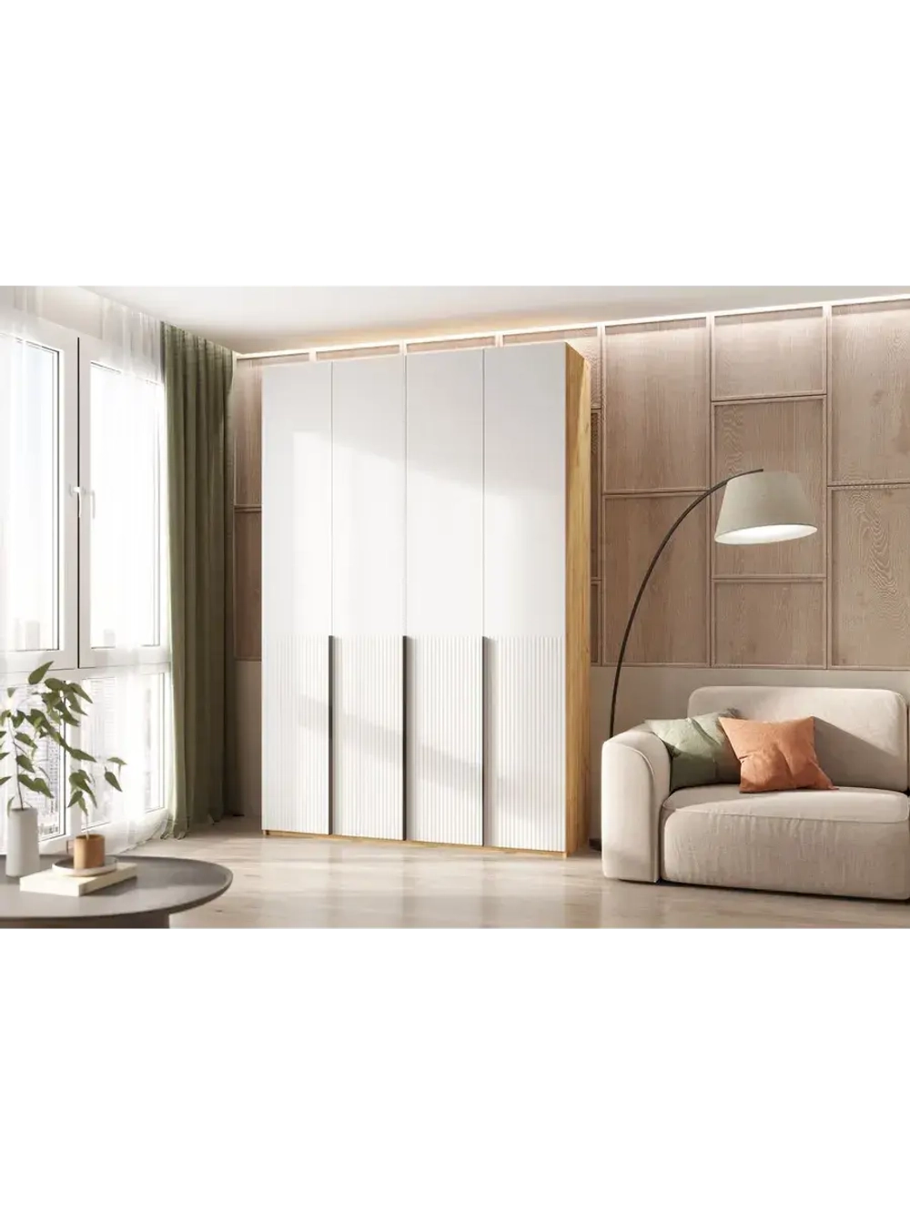 Шкаф для одежды 4 створки Браш Вайт 160х51х240