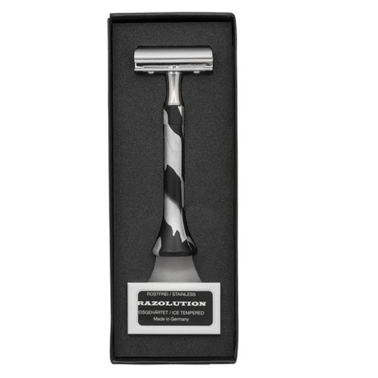 Станок для бритья Erbe с двумя лезвиями, цвет хром, ручка- силикон, цвет: серебряный/черный