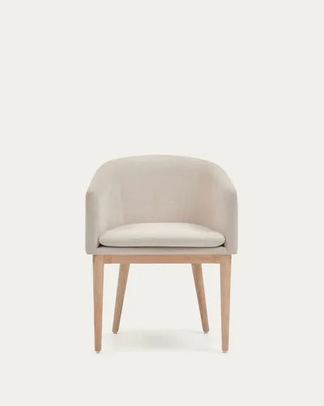 Мягкий стул с подлокотниками Harlan бежевый шенилл | La Forma | Испания