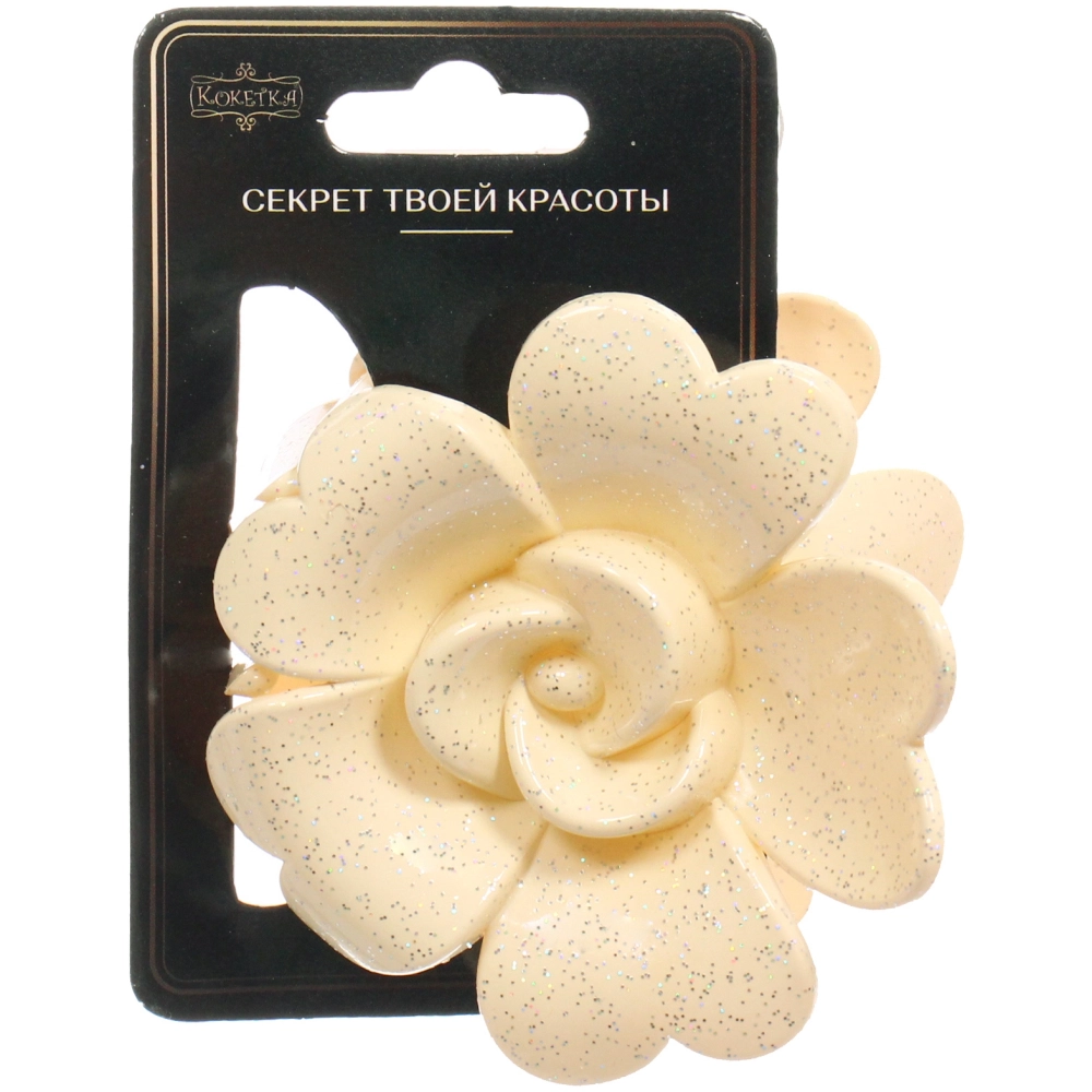 Заколка - краб для волос «AKS - SALVATORE», микс 6 цветов, роза, 7*7см