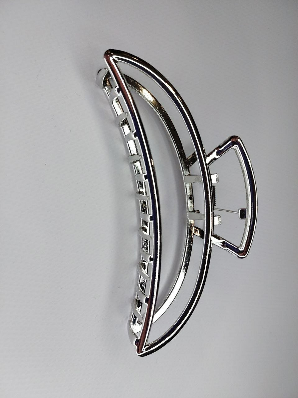 Заколка краб для волос классическая.Усиленная Большая  Усиленная. Классическая. Полукруглая. Цвет серебро