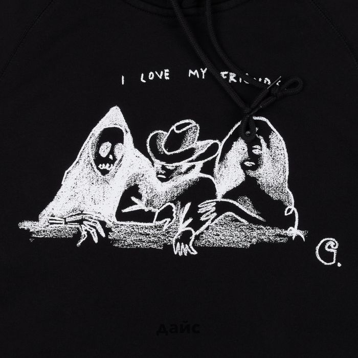 Толстовка мужская Carhartt WIP Hooded Pepe Friends Sweatshirt артикул:I033934_black - купить в магазине Дайс