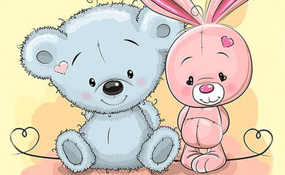 Алмазная вышивка "Мишка и зайка", 20х30 см