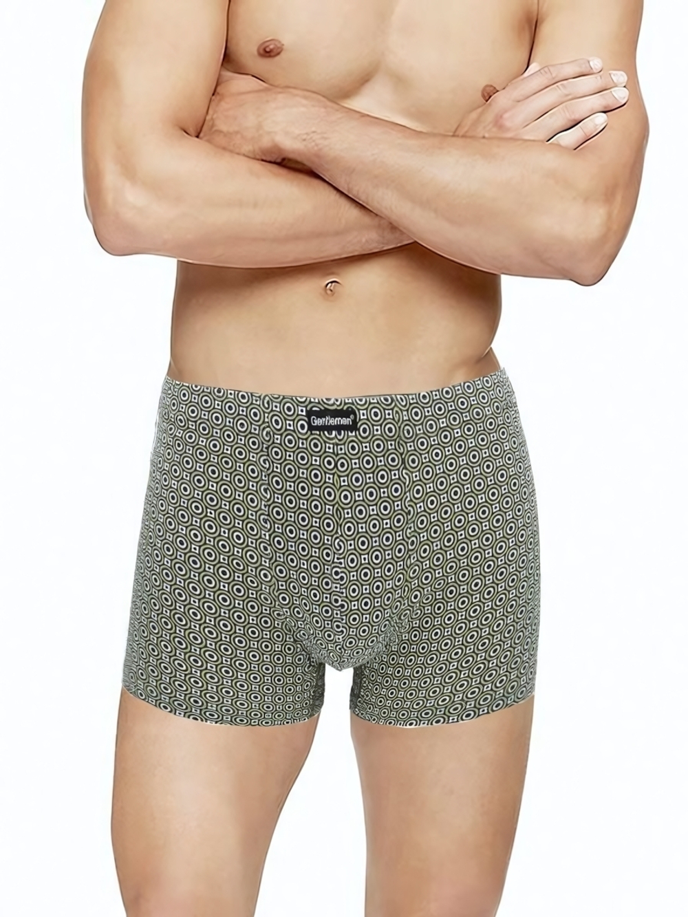 Мужские трусы-шорты с принтом в виде кругов (Размер: XL) (Цвет: зеленый)