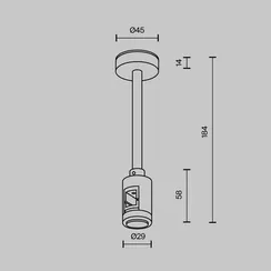 Крепление потолочное Short одинарное 138мм Flarity черный Technical tra156c-sl1-b