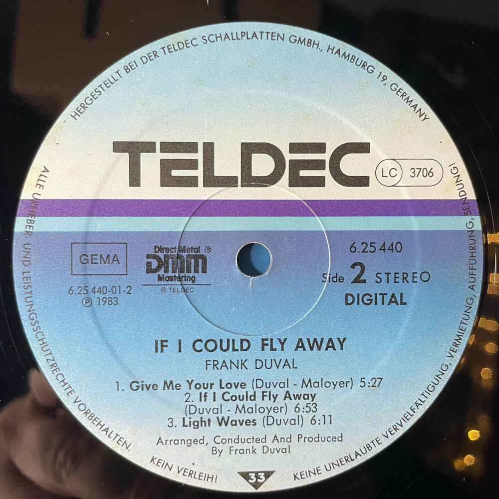 Винтажная виниловая пластинка LP Frank Duval, If I Could Fly Away (Германия 1983)