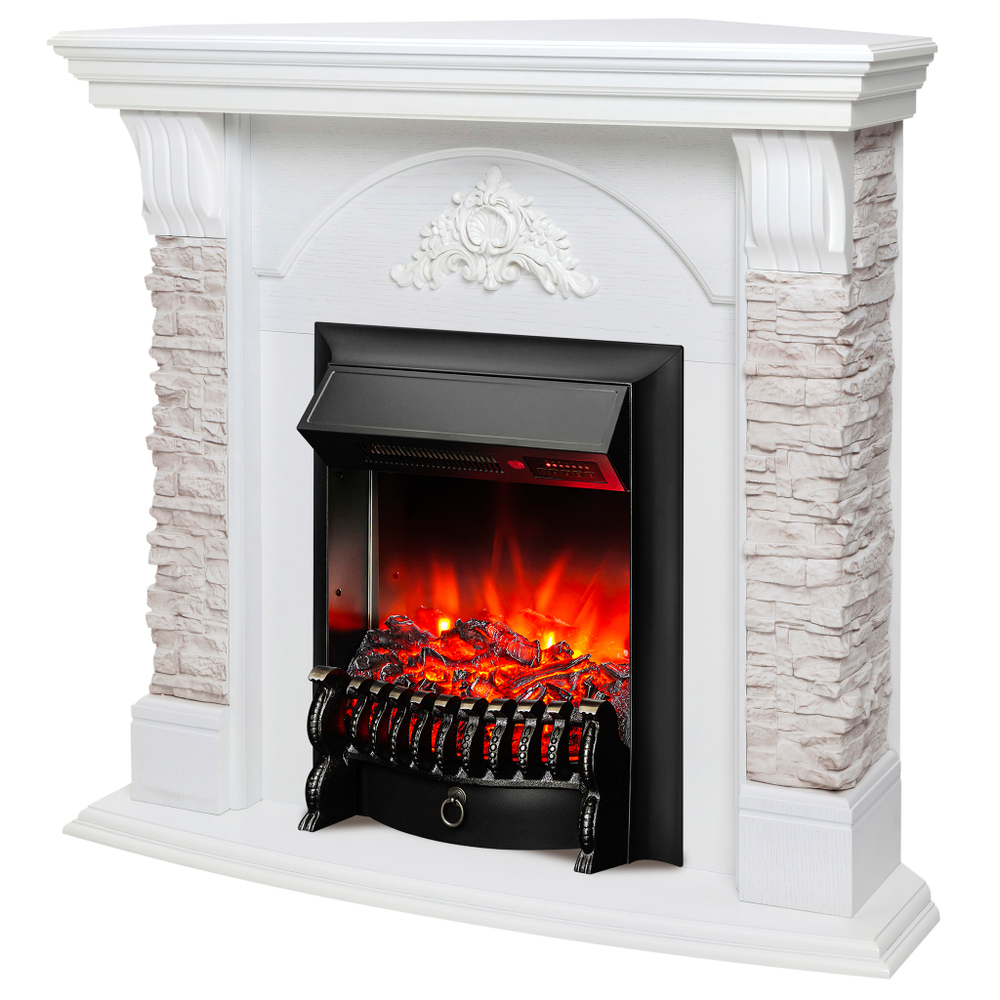 Каминокомплект Real Flame Athena Corner GR с очагом Fobos Lux Black RC (угловой)