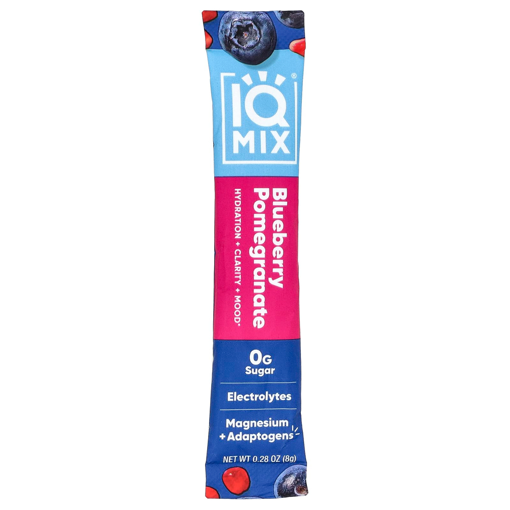 IQBAR, IQMIX®, смесь для увлажнения, чистоты и настроения, со вкусом голубики и граната, 20 стиков по 8 г (0,28 унции)