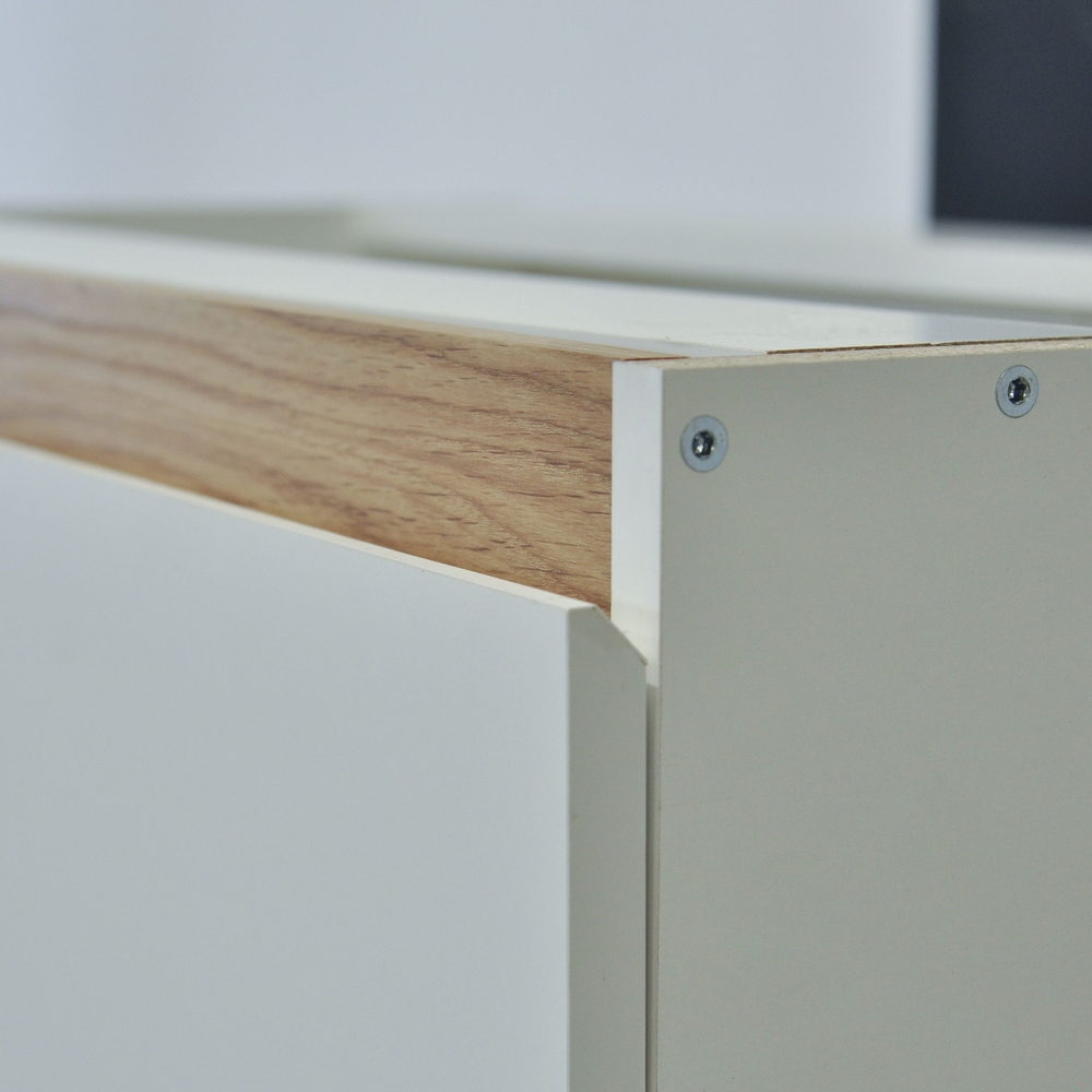 Кухонный модуль напольный 80 см Валенсия 2 двери без столешницы, с дубовой панелью, на ножках / белый, массив дуба