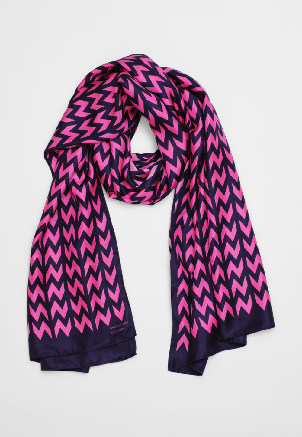 Шелковый палантин SOROKONOZHKA BLACK/RASPBERRY PINK 68×200