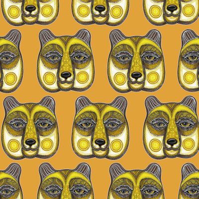 Медведь детский узор на оранжевом