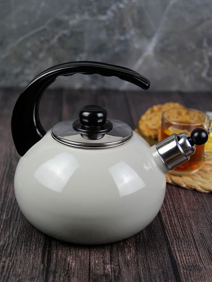 Чайник 2,5 л. эмалированный со свистком Kamille KM 1039B с черной бакелитовой ручкой