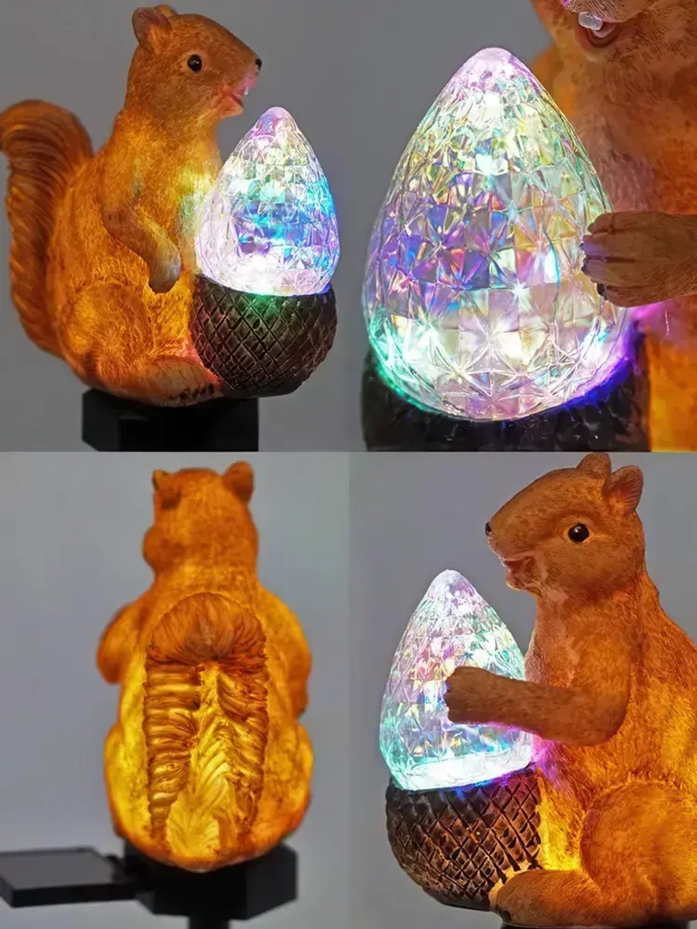 Садовый фонарь белка с орешком, украшение сада, для улицы, на солнечной батареи