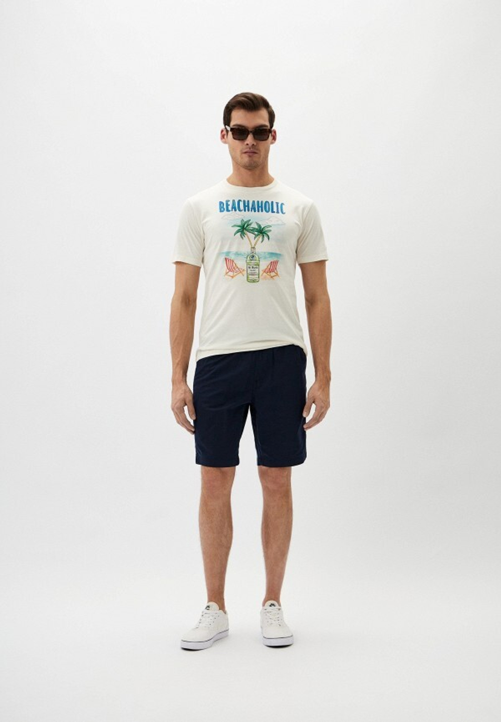 Футболка MC Saint Barth TSHIRT BEACHAHOLIC молочный пальмы джин