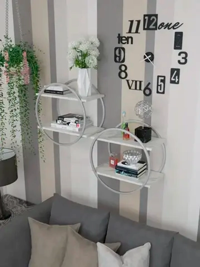 Набор полок круглых настенных серебро-белых  - СБ