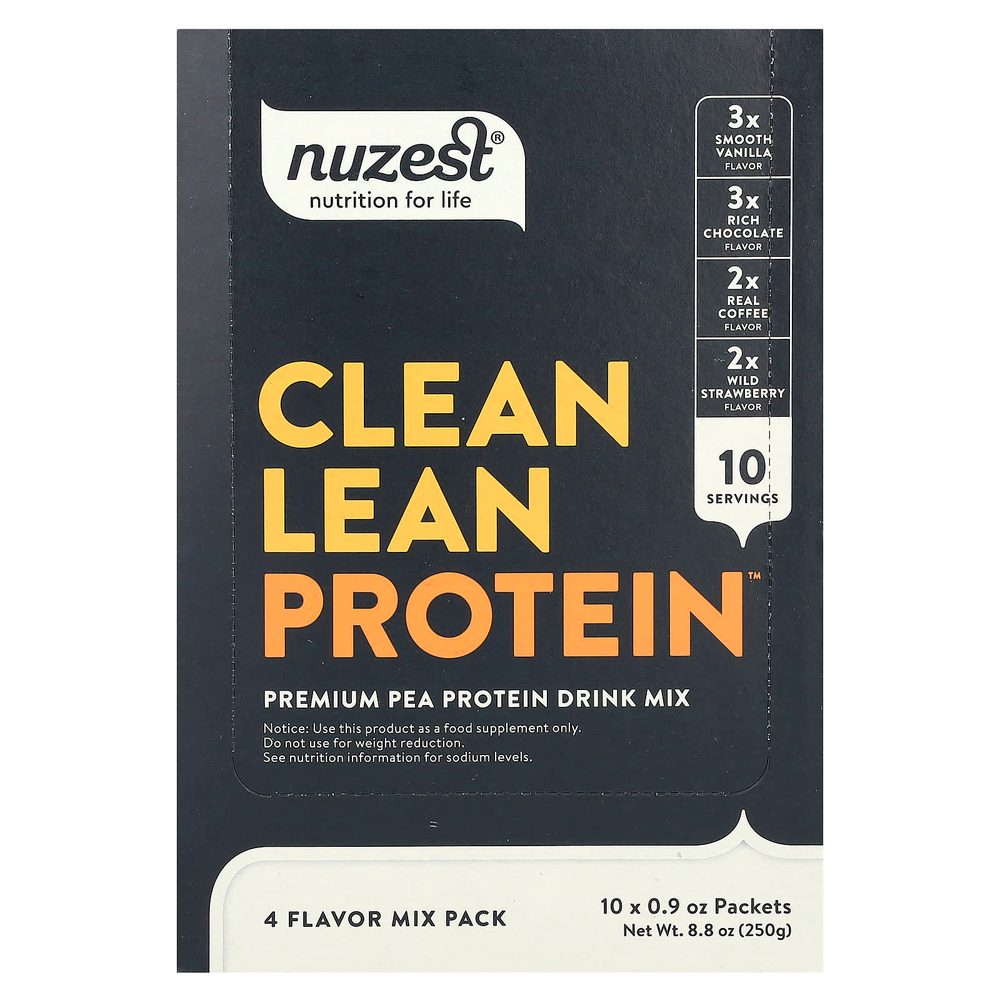 Nuzest, Clean Lean Protein, смесь 4 вкусов, 10 пакетиков по 25 г (0,9 унции)