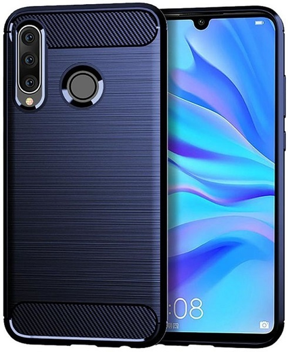 Чехол для Huawei P30 Lite (Nova 4E) цвет Blue (синий), серия Carbon от Caseport