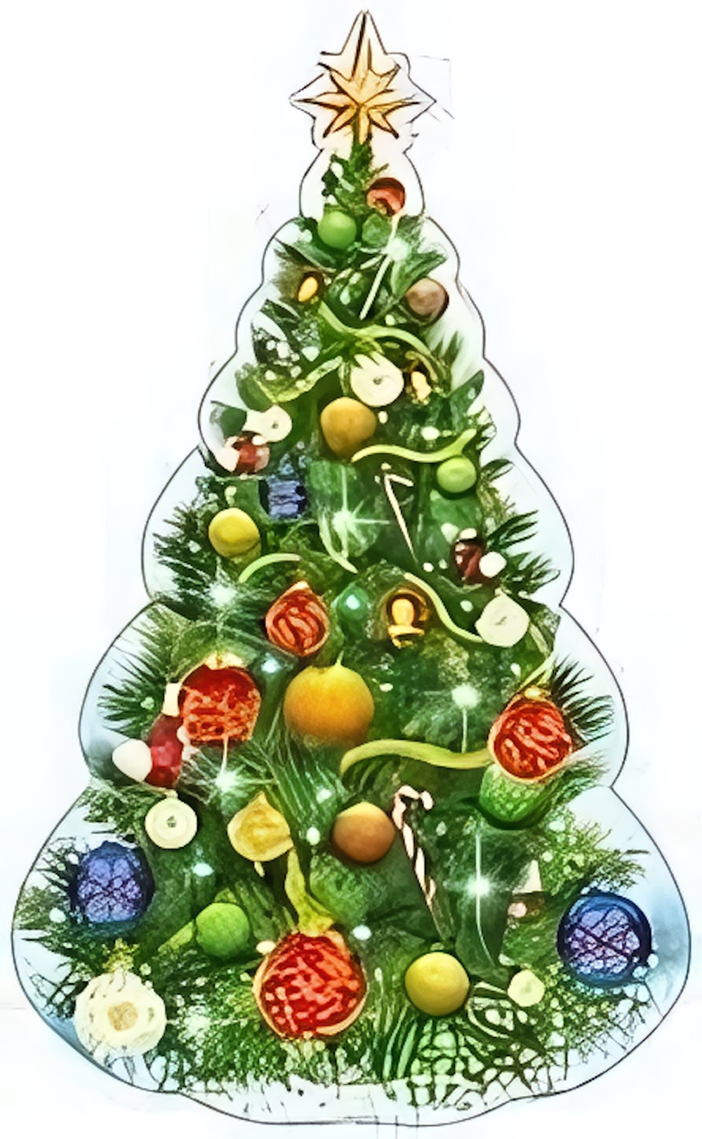 Плакат вырубной А4. Елочка новогодняя (с блестками)