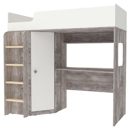 Кровать-чердак КарИВи Л-B605.41 75x175 Бетон Белый