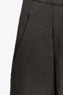 ZARA БРЮКИ ИЗ СМЕСОВОГО ЛЬНА С ЗАЩИПАМИ — ZW COLLECTION, КОРИЧНЕВЫЙ