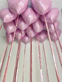 Шары сердца розовые под потолок №2849