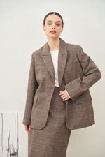 ПИДЖАК В КЛЕТКУ СЕРО-БЕЖЕВЫЙ|ОРАНЖЕВЫЙ