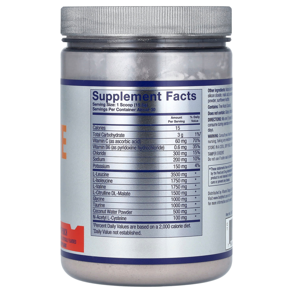 BodyTech, Elite, Ultimate BCAA, со вкусом фруктового пунша, 465 г (16,4 унции)