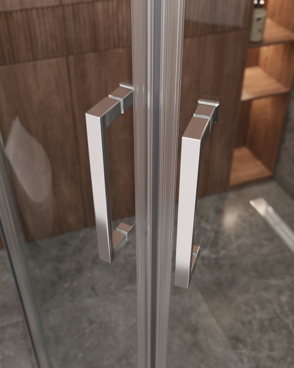 Душевой уголок Cezares MOLVENO-R-22-80+20-C-Cr-IV, 100х100х195, профиль хром, стекло прозрачное