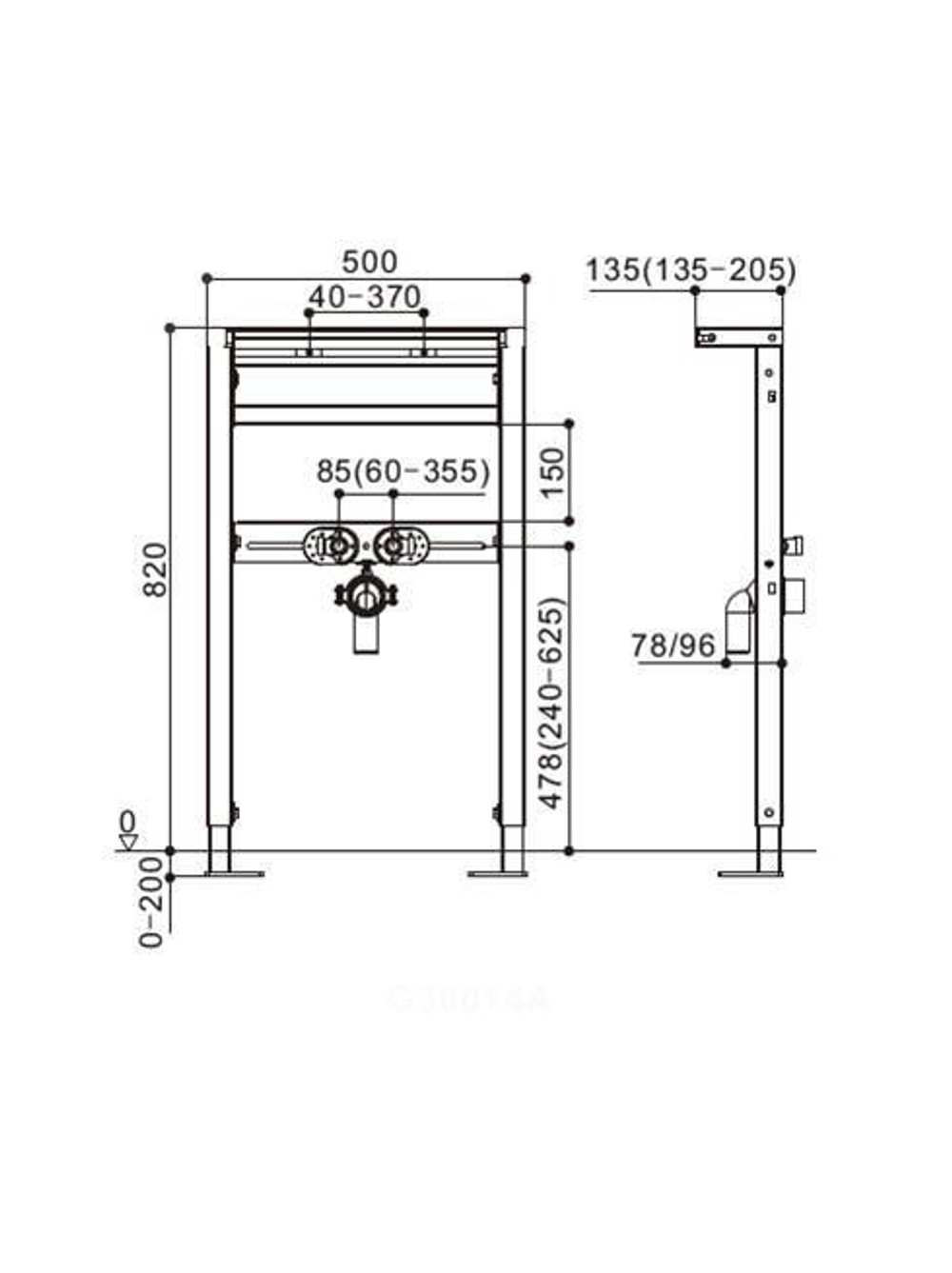 Инсталляция для подвесной раковины WeltWasser  WW AMBERG 500 RA   10000005537