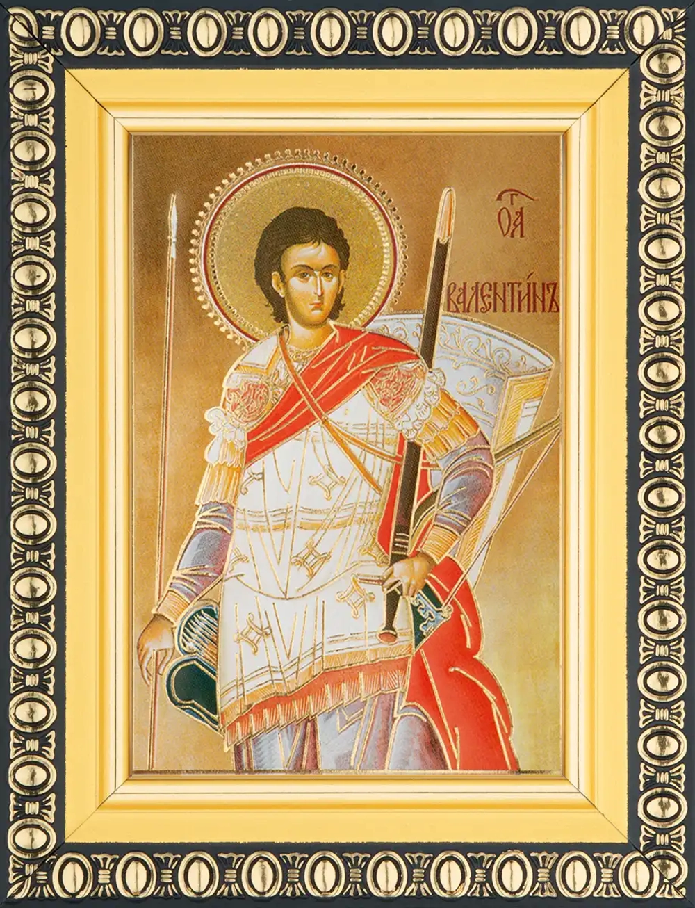 Икона "Валентин Доростольский" 6х9 в раме 8х11